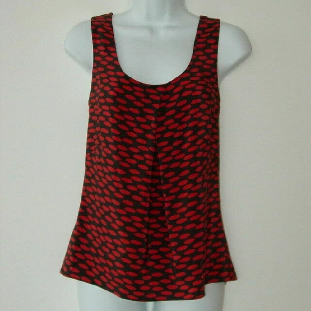 New AKRIS Cacao Carmine Red Black Silk Print Sleeveless Tank Top 8